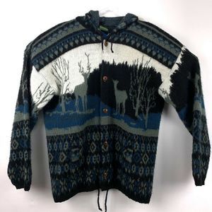 Ruminahui Sweater Aztec Reindeer Native Wool XXL